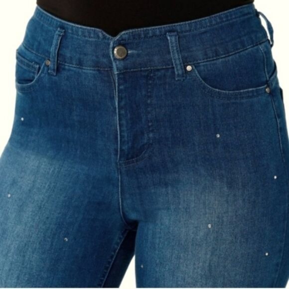 NEW G by Giuliana Black Label Echochic Rhinestone‎ Straight Leg Jean, Size 6 - Picture 3 of 14